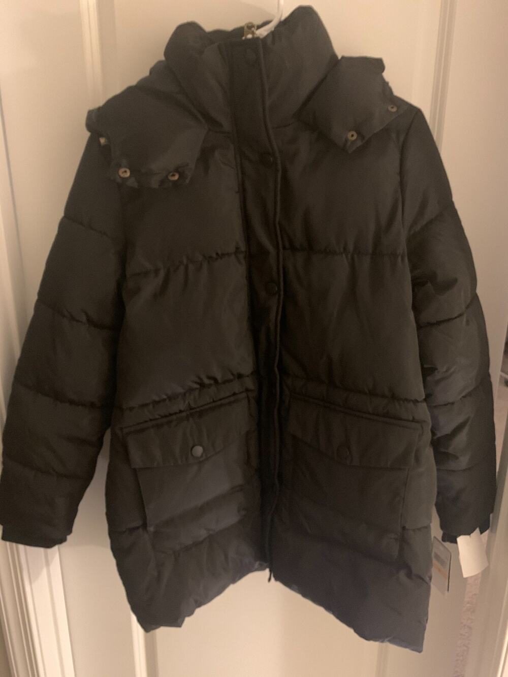 Lucky Brand Women's Puffer Full Zip Button Up Winter Insulated Jacket Black Sz S